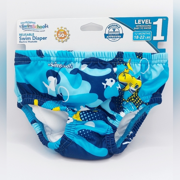 Blue Sea Life Swim School Reusable Swim Diaper UPF 50 12 mo 18-22 pound - Picture 1 of 3